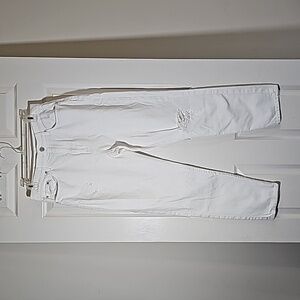 Loft Size 6 Distressed White High Waist Boyfriend Cotton Jeans